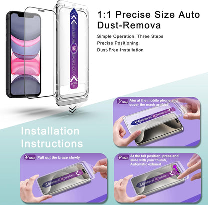 2 Pack Screen Protector Tempered Glass for iPhone 11 and iPhone XR 6.1-Inch Auto Dust Removal, No Bubbles, High Definition Clear, Easy Installation