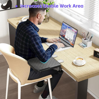 Arm Rest for Desk, 90°Foldable Computer Wrist Rest Shelf with Sponge Padding, Clamp on Arm Support, Ergonomic Sturdy Desk Extender for Office & Home, Durable & Easy to Install (Black)