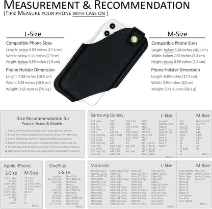 TobbinGear Leather Cell Phone Holster with Belt Clip, Universal Phone Holster for Men Belt Holder, Leather Case for iPhone, Samsung Galaxy Phones, Right Hand, Medium, Black