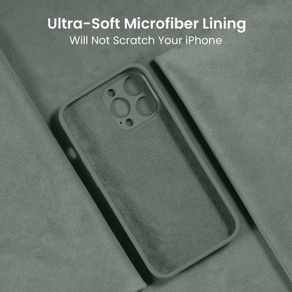 FireNova Designed for iPhone 13 Pro Max Case, Silicone [Camera Protection] Phone Case with [2 Screen Protectors], Soft Anti-Scratch Microfiber Lining Inside, 6.7 inch, Calke Green