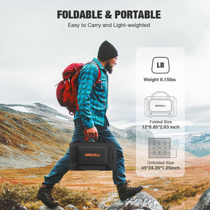 GRECELL 80W Foldable Solar Panel, Portable Solar Charger with USB-A and USB-C QC3.0 (18W) IP67 Waterproof Outdoor Cell Phone Solar Charger for Power Banks Tablets Small Power Station