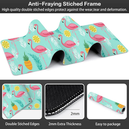 Pink Flamingo Desk Mat,Large Summer Flamingos Pineapples Tropical Leaves Gaming Keyboard Mouse Pad,Non-Slip Rubber Base Desk Pad Thick Stitched Edges Waterproof Mousepad Mouse Mat 31.5"x11.8"