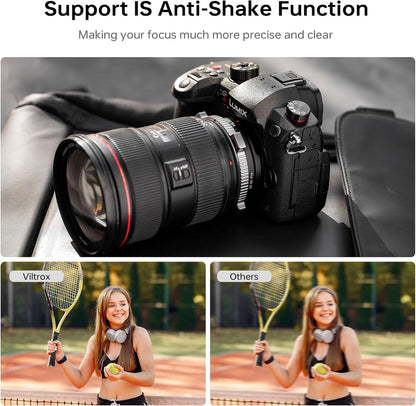 VILTROX EF-M1 Pro Lens Adapter, Auto Focus Ring Mount Adapter Lens Converter with Security Lock Compatible with Canon EOS EF/EF-S Lens to M4/3 MFT GH4 GH5 GF6 GX7 E-M5 E-M10II E-PL5 Cameras