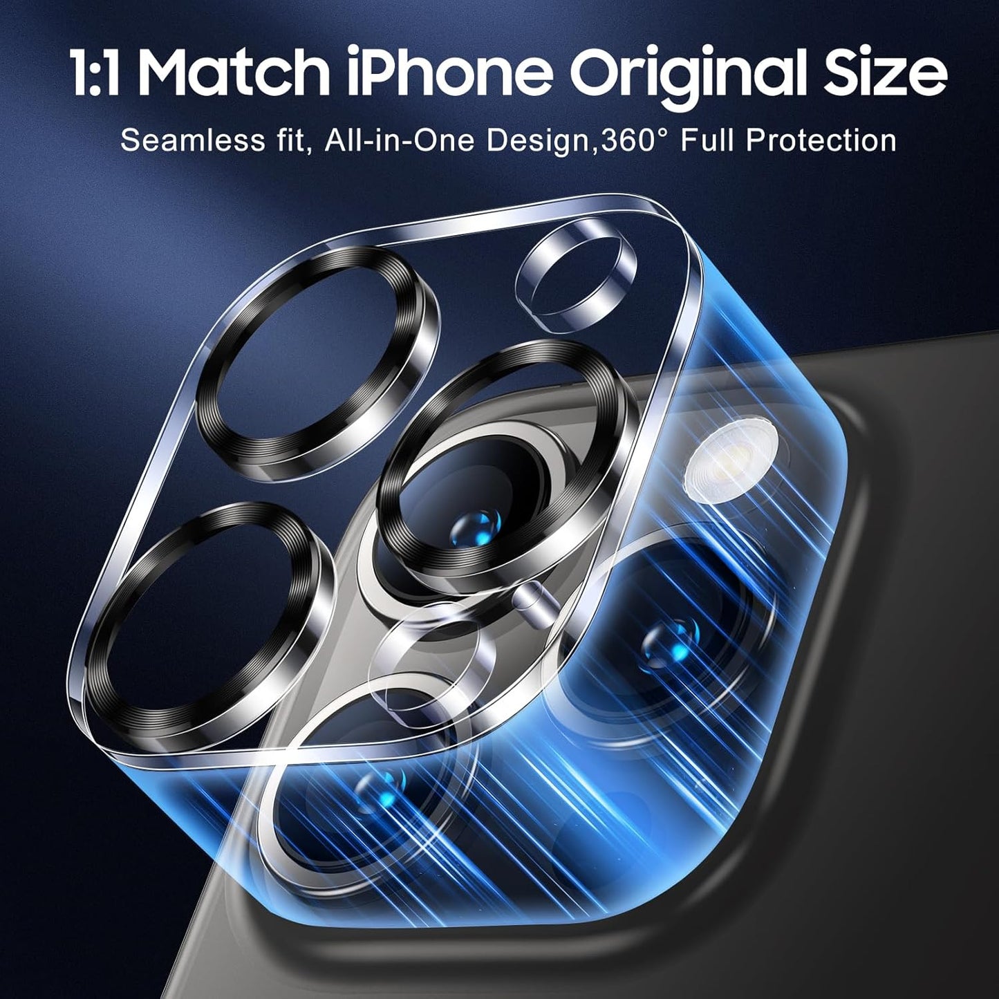 UniqueMe Compatible for 3 Pack iPhone 15 Pro/iPhone 15 Pro Max Camera Lens Protector, [Drop Protection] [Case Friendly] 9H Tempered Glass Camera Cover Screen [2023 New Version] - Grey