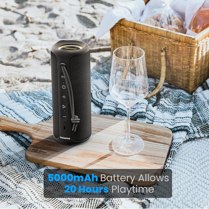 MIATONE Bluetooth Speakers 36W Portable Speaker with Stereo Sound Bass, Bluetooth 5.3 Wireless USB Type C Outdoor, 5000mAh 24H Playtime IPX7 Waterproof, Boy Friend Gifts for him (Black)