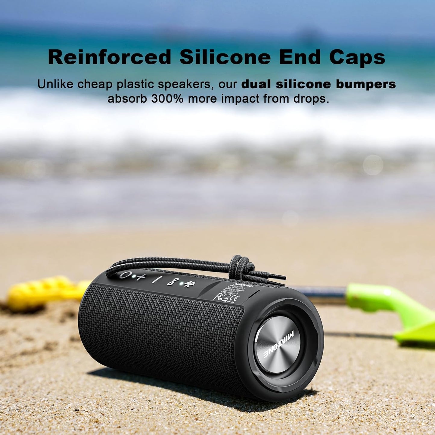 MIATONE Boombox Outdoor Portable Bluetooth Speaker Waterproof Wireless Speakers - Black