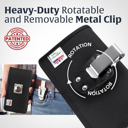 Turtleback Belt Clip for iPhone 16 Pro Max, 15 Pro Max, 14 Pro Max -Large- Fits w/Defender Bulky Style Cases, Premium Black Nylon, Horizontal Belt Holder, Magnetic Closure HD Rotating Belt Clip