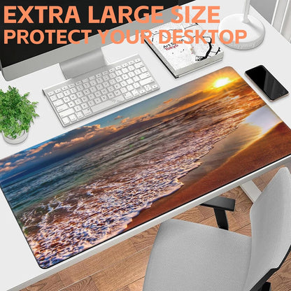 Mouse Pad Large Nice Sunset Non-Slip Game Desk Mat with Stitched Edge Laptop Keyboard Desk Pad for Work Home Gaming (35.4 x 15.7 Inches)