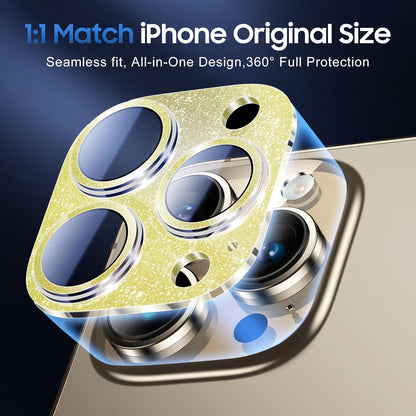 UniqueMe 3 Packs Compatible for iPhone 13 Pro Max/iPhone 13 Pro Camera Lens Protector Acrylic [Not Glass],[Case Friendly][Scratch-Resistant][Night Shooting Mode]-Glitter Golden