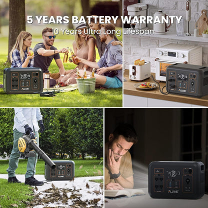 ALLWEI LiFePO4 Portable Power Station 1200W, 1008Wh Solar Generator with UPS Mode, 1.5Hrs Fast Charge, 4 AC Outlet(Surge 2400W), Power Battery Generator for CPAP Camping Outdoor Emergency