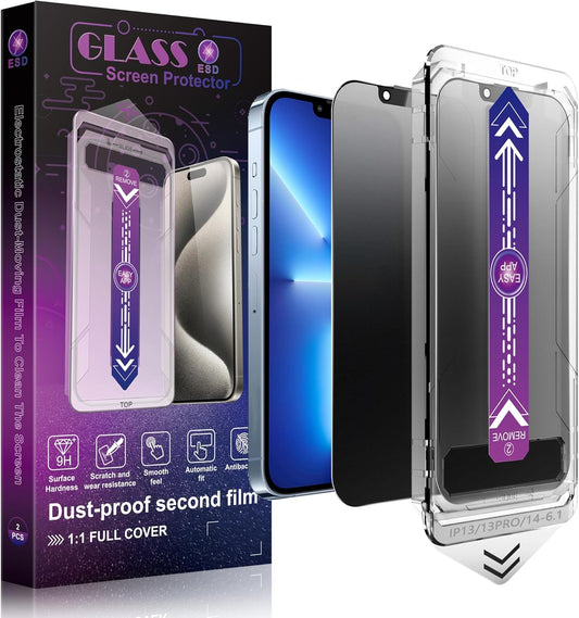 2 Pack Matte Privacy Screen Protector for iPhone 16e and iPhone 14 and iPhone 13 and iPhone 13 Pro 6.1-Inch Auto Dust Removal, No Bubbles,Anti-Spy Tempered Glass Film, Easy Installation