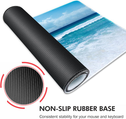 Galdas Gaming Mouse Pad XXL XL Large Long Extended Big Mousepad Non-Slip Rubber Keyboard Mouse Pad with Stitched Edges for Laptop Home Office (31.5x11.8x0.08 Inch) … (Wave 2025)