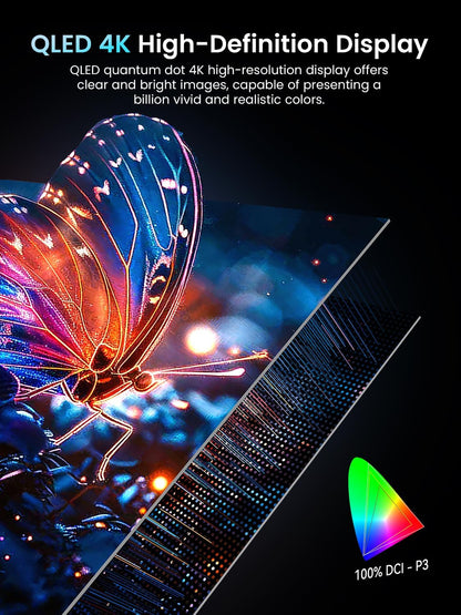 Newsoul Portable Monitor 4K, 120Hz Gaming Monitors 3840 * 2160 UHD, 100% DCI-P3, 1500:1 Contrast, FreeSync 0.1ms, Built-in Stand & Speaker, USB-C HDMI Portable Screen for Laptop, Phone, Game Console