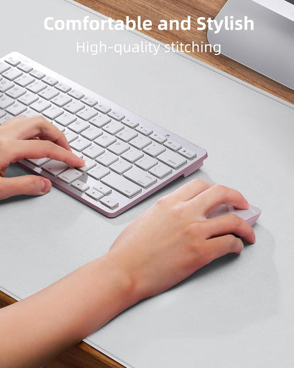 Leather Desk Pad Protector, Mouse Pad, Office Mat, Non-Slip PU Leather Blotter, Laptop Pad, Waterproof Writing Pad for Office and Home (White, 31.5" x 15.7")