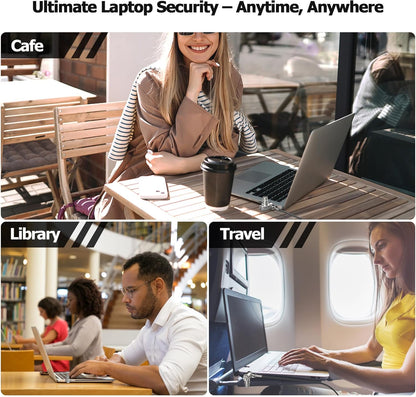 AboveTEK 3-in-1 Universal Laptop Cable Lock, Professional Laptop Security Lock with 2 Keys, Cut-Resistant Steel Locking Cable with 360° Rotating Head, Compatible with K-Slot, Nano & Wedge Slot