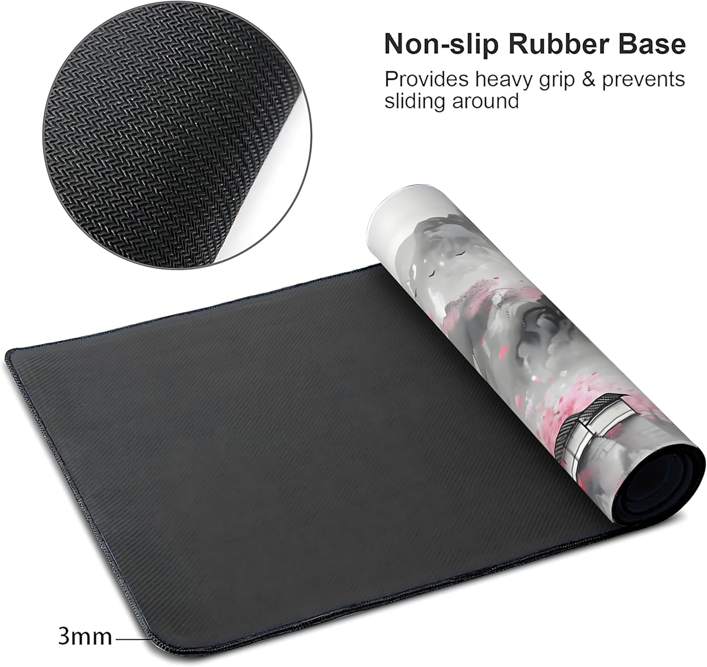 Japanese Cherry Blossom Large Mouse Pad,Gaming Keyboard Desk Pad,Extended Mouse Mat Non-Slip Rubber Base with Stitched Edges for Office Game Home XXL 35.4"x15.7"