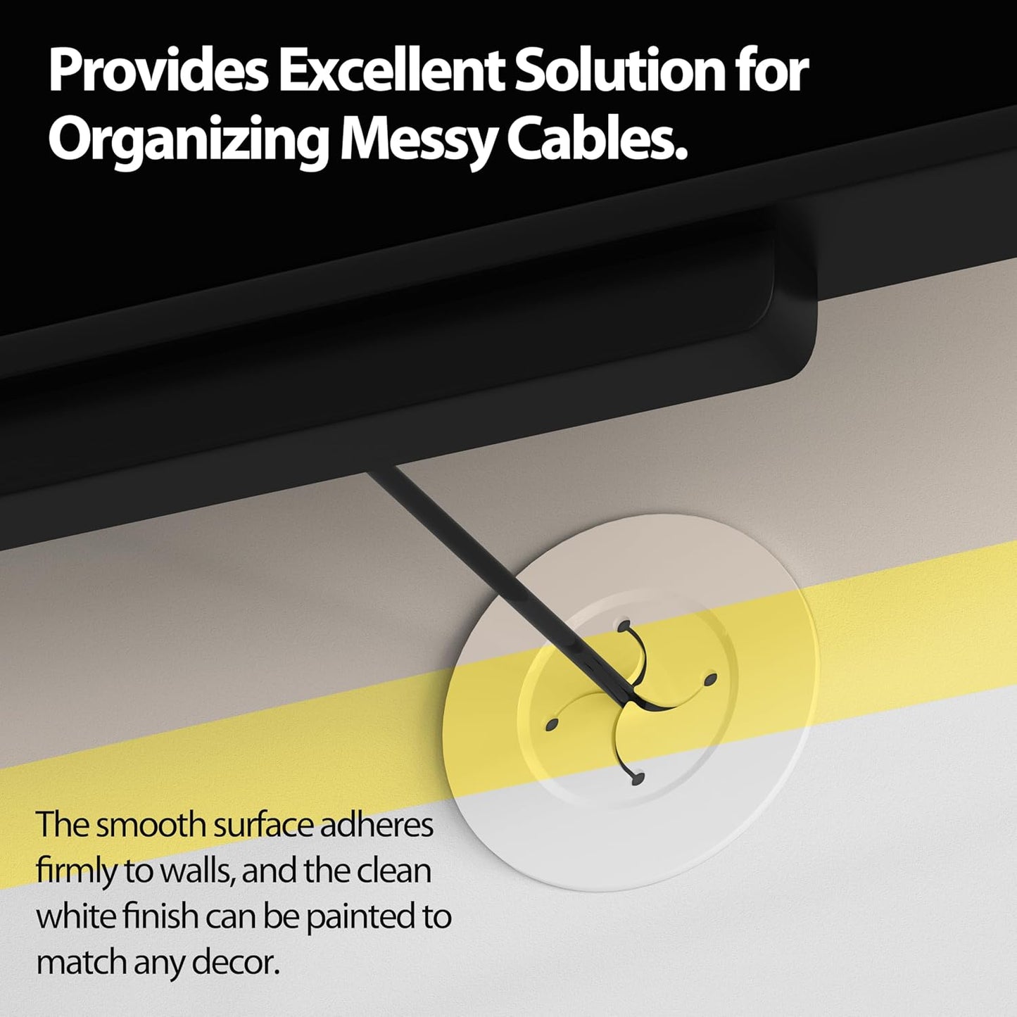 in Wall Cable Management Kit, White Wire Hider to Hide Cords Wall Mounted TV, 3inch Easy Install Cord Covers Kit, Cord Hiding for Wall - 4Pack Suitable for HDMI, TVs, Desks, Audio