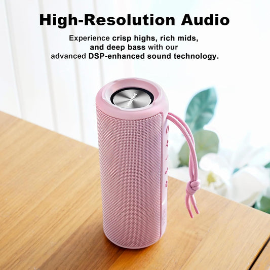 MIATONE Boombox Outdoor Portable Bluetooth Speaker Waterproof Wireless Speakers Gifts for Women Mothers Mom Wife Her - Pink
