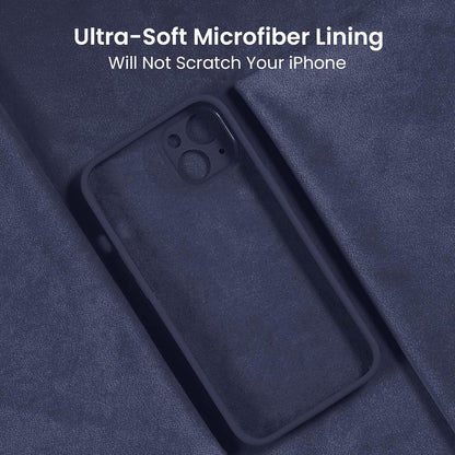 FireNova Designed for iPhone 14 Case, Silicone Upgraded [Camera Protection] Phone Case with [2 Screen Protectors], Soft Anti-Scratch Microfiber Lining Inside, 6.1 inch, Navy Blue