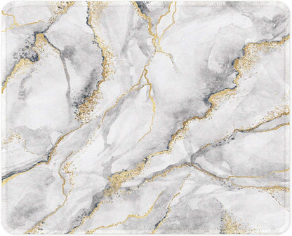 ITNRSIIET Mouse Pad with Stitched Edge Premium Textured Smooth Precise Operation Waterproof Washable Non-Slip Rubber Base Desktop Protection Mat, 10.2×8.3×0.12 inches, Gray Marbling