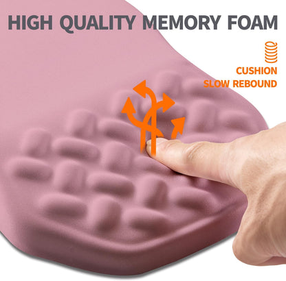 Ergonomic Slope Mouse Pad Wrist Support, Wrist Rest Mousepad for Carpal Tunnel Pain Relief with Massage Bulge and Slow Rebound Memory Foam (12x8 inch, Dark Pink)