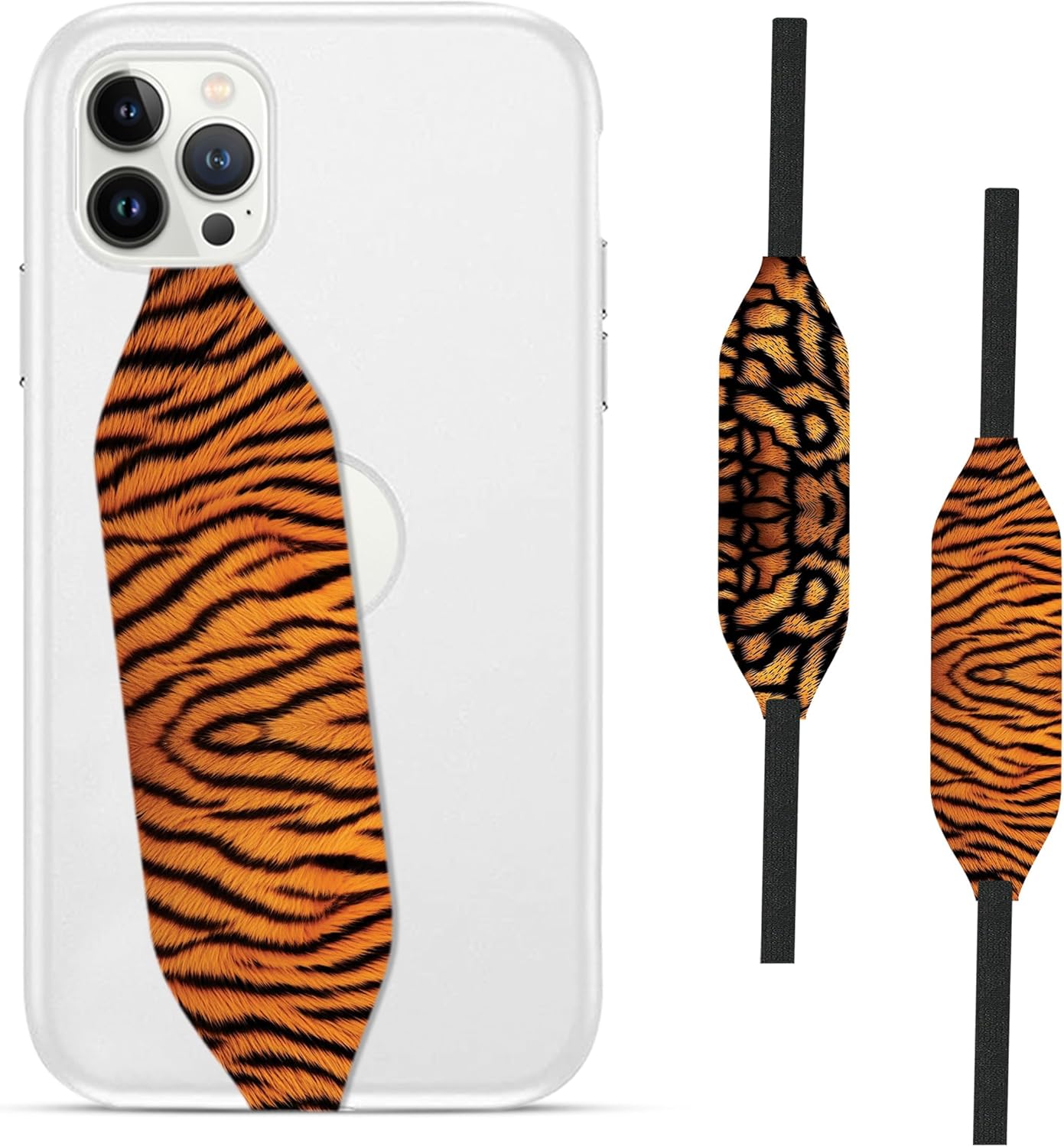 Phone Grip Strap - Reversible Finger Holder for Phone Back, Customizable Anti-Slip Design, Wireless Charging Compatible Detachable Holder for iPhone - Wild Tiger