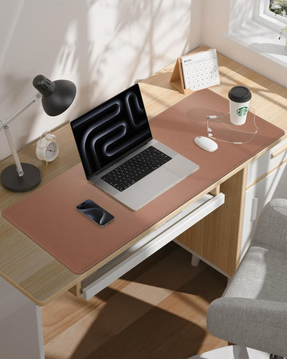 Large Desk Mat - 48" x 17"Leather Desk Pad Protector, Office Desk Mat, Non-Slip PU Leather Large Mouse Pad, Waterproof Desk Blotter Mat, Desk Cover for Office and Home (Champagne Gold)