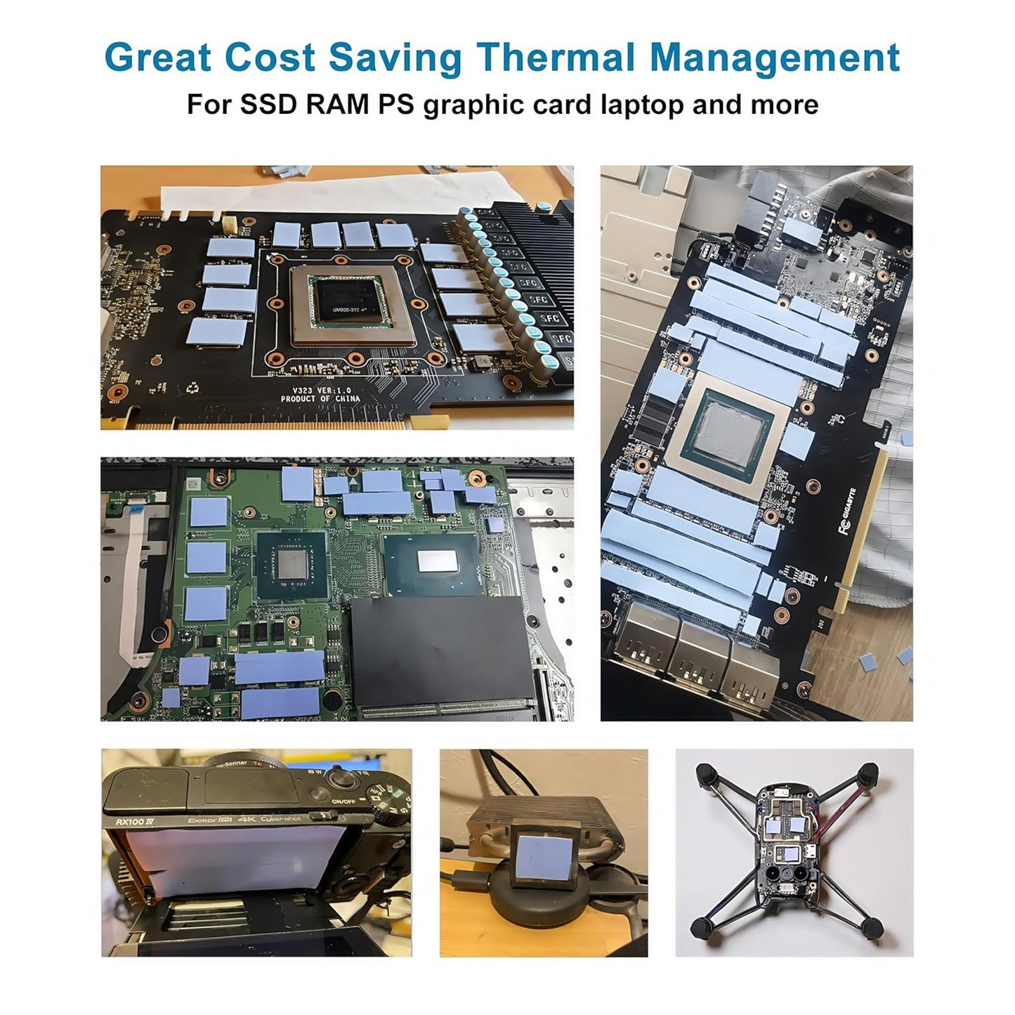 A ADWITS [ 12-Pack ] Thermal Conductive Silicone Pads, Soft Safe Simple to Apply for SSD CPU GPU LED IC Chipset Cooling -Blue