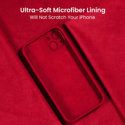 FireNova Designed for iPhone 15 Case, Silicone Upgraded [Camera Protection] Phone Case with [2 Screen Protectors], Soft Anti-Scratch Microfiber Lining Inside, 6.1 inch, Deep Red