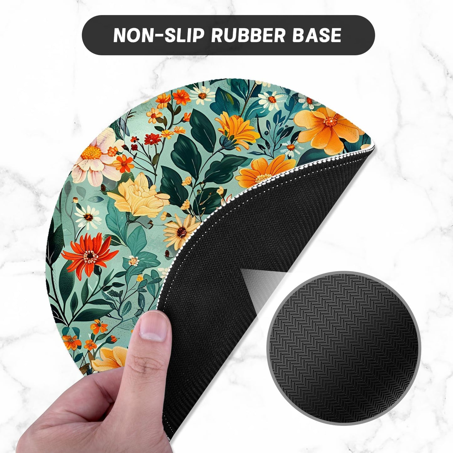 ITNRSIIET Round Mouse Pad with Stitched Edge Premium-Textured Waterproof Non-Slip Rubber Base Desktop Protection Mat Diameter 8.7 inches, Beautiful Flowers