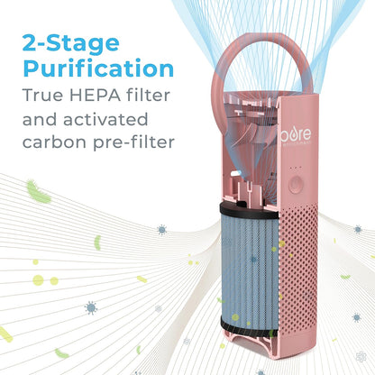 Pure Enrichment PureZone Mini Portable Air Purifier - Cordless True HEPA Filter Cleans Air & Eliminates 99.97% of Dust, Odors, & Allergens Close to You - Cars, School, & Office (Blush)
