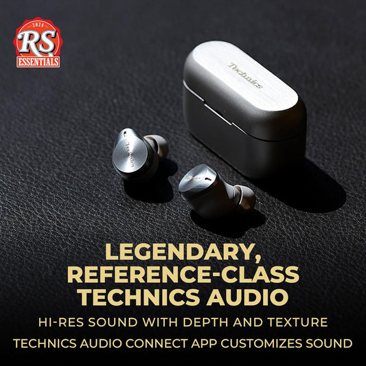 Technics Premium Hi-Fi True Wireless Bluetooth Earbuds with Advanced Noise Cancelling, 3 Device Multipoint Connectivity, Wireless Charging, Hi-Res Audio + Enhanced Calling - EAH-AZ80-S (Silver)
