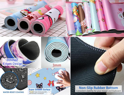 Vintage Floral Desk Mat XXL Large Gaming Mouse Pad Extended Desk Pad, Tropical Plants Laptop Keyboard Mouse Mat with Stitched Edges 31.5x15.75 in, Computer Mat Mousepad for desk Decor Office Gift