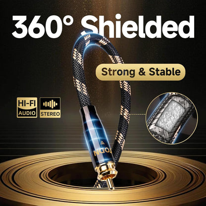 TODN High End RCA Cables for Audiophile 2 RCA Male to Male Stereo Audio Cable with Dual Shielded for HiFi Home Theater (4.9ft/1.5m, 1 Pair)