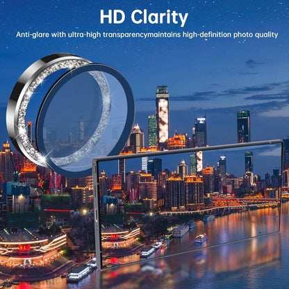 For Samsung Galaxy S25 Ultra Camera Lens Protector, Individual Lens Protector, Ultra HD 9H Tempered Glass Screen Protective Cover, Anti-scratch, Military Grade Drop Protection 2 Set. (Glitter Silver, S25 Ultra)