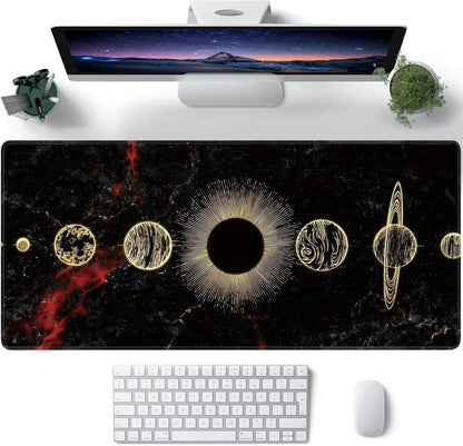 Galaxy Planet Large Mouse Pad,Gaming Keyboard Desk Pad,Extended Mouse Mat Non-Slip Rubber Base with Stitched Edges for Office Game Home XXL 35.4"x15.7"