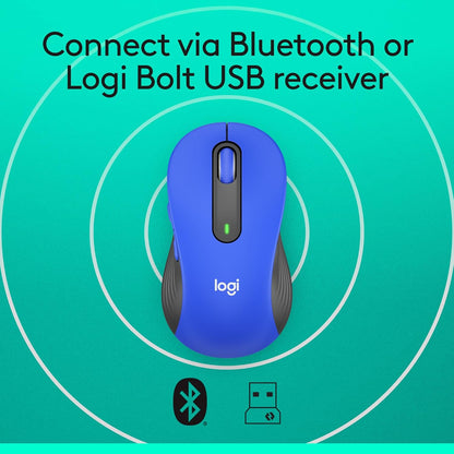 Logitech Wireless Mouse Signature M650 L Full Size - Large Hands, 2-Year Battery, Silent Clicks, Customizable Buttons, Bluetooth, PC/Mac/Chromebook - Classic Blue, Right-Handed, Large