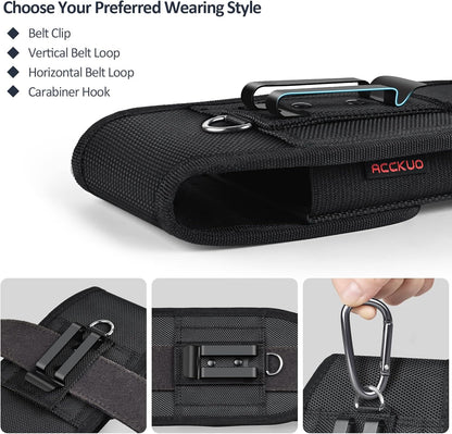 Phone Holster for Belt with Metal Clip and Magnetic Closure Compatible with Galaxy S25/S24/S23/S22/S21/S20 Ultra A16 A26 A35 A36 A55 A56 for Everyday Protection, XL-Black