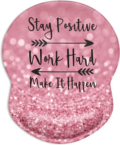 ITNRSIIET Ergonomic Mouse Pad with Gel Wrist Support Small Wrist Rest Smooth Surface Non-Slip PU Base Comfortable Office Supplies Pain Relief, 8.7 x 7.2 inches, Pretty Inspirational Quotes
