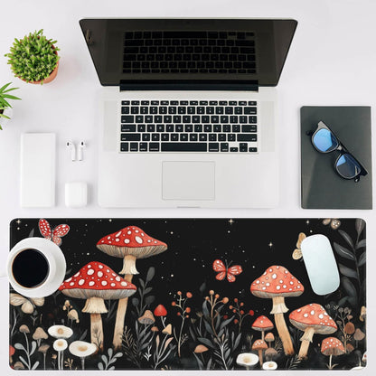 Mouse Pad Large Magical Fantasy Mushroom Non-Slip Game Desk Mat with Stitched Edge Laptop Keyboard Desk Pad for Work Home Gaming (35.4 x 15.7 Inches)