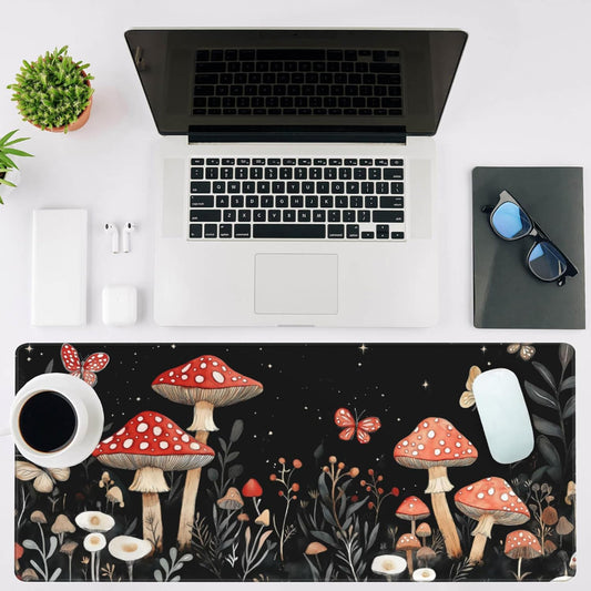 Mouse Pad Large Magical Fantasy Mushroom Non-Slip Game Desk Mat with Stitched Edge Laptop Keyboard Desk Pad for Work Home Gaming (35.4 x 15.7 Inches)