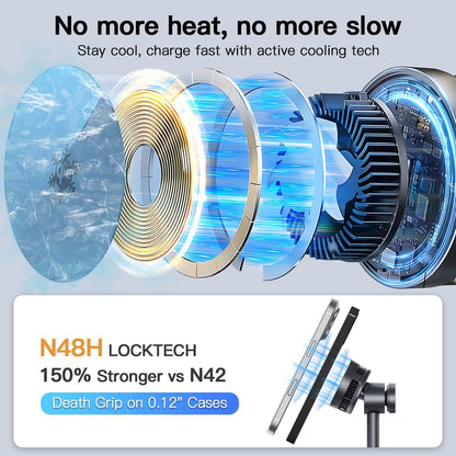 【Rapidly Cools！】 3 in 1 Charging Station for Apple - Qi2 15W for Phone Wireless Charging Station with Active Cooling, Mag-Safe Charger Stand for Phone 17 16 15 - for Apple Watch - for Airpods Series