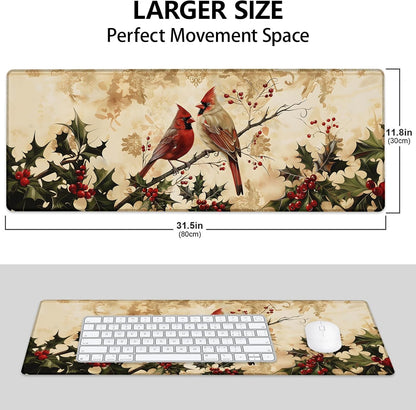 Cardinal Large Mouse Pad, Gaming Mouse Pad, Keyboard Mat, Non-Slip Rubber Base, Office Accessories, Desk Mat, MousePads for School, Work, Home Decor Gifts 31.5" x 11.8"