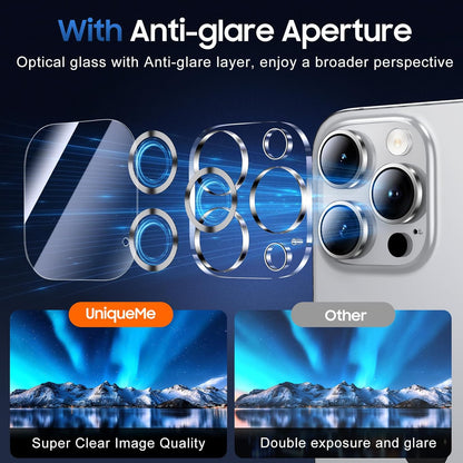 UniqueMe for 3 Pack iPhone 16 Pro/iPhone 16 Pro Max Camera Lens Protector - [Drop Protection] [Case Friendly] 9H Tempered Glass Camera Cover Screen [Update New Version] - Silver