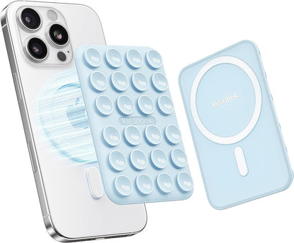 Klearlook Magnetic Suction Phone Mount for MagSafe Case, Removable Sticky Phone Grip Holder for Hands-Free Makeup/Selfie/Live Streaming/Vlog for TikTok & Instagram Influencer/Creator, Light Blue