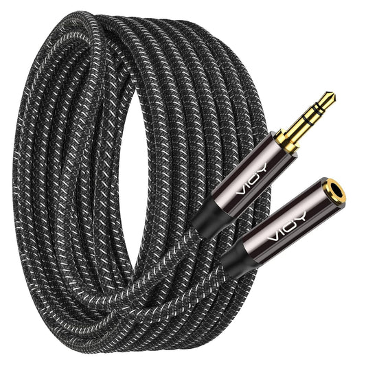 VIOY Headphone Extension Cable 15 FT,[Copper Shell, Hi-Fi Sound] 3.5 mm Male to Female Stereo Audio Cable Nylon Braided Aux Cord for Smartphones, Tablets, Media Player