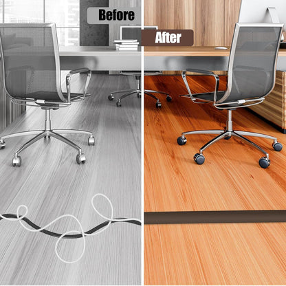 Floor Cord Cover Cable Cavity Self Adhesive Cord Hider Floor 10FT Floor Cable Management Power Cord Protector Floor Electric Cord Covers for Offices, Gym, Exhibitions (CoffeeBrown, 1.97" x 10')