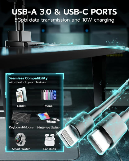 ARES WING Dual Monitor Mount, Adjustable Stacked Monitor Stand with USB A/C, Heavy Duty Gas Spring Monitor Desk Stand for 2 Monitors for 24-57 Inch Ultrawide Screen, 75/100/200 Vesa Mount, Black