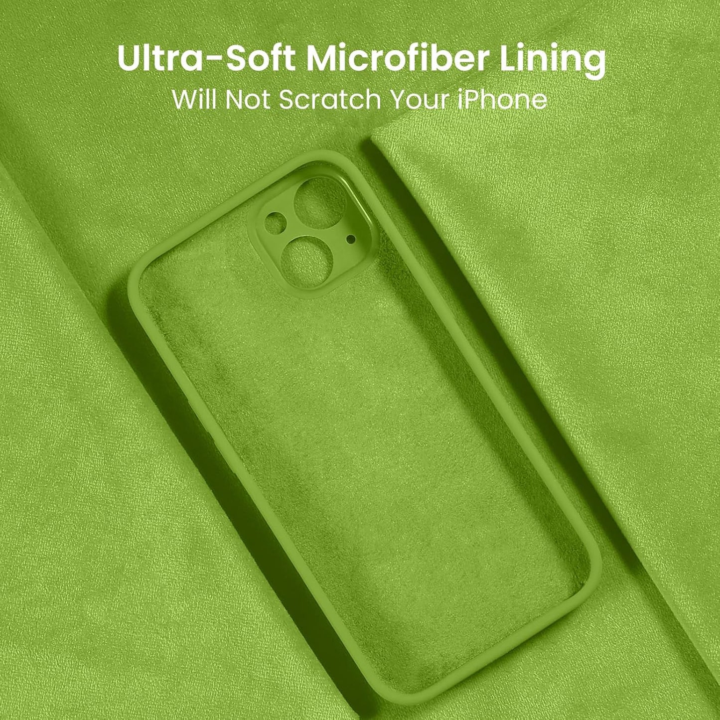 FireNova Designed for iPhone 15 Plus Case, Silicone [Camera Protection] Case with [2 Screen Protectors], Soft Anti-Scratch Microfiber Lining Inside, 6.7 inch, Sprout Green