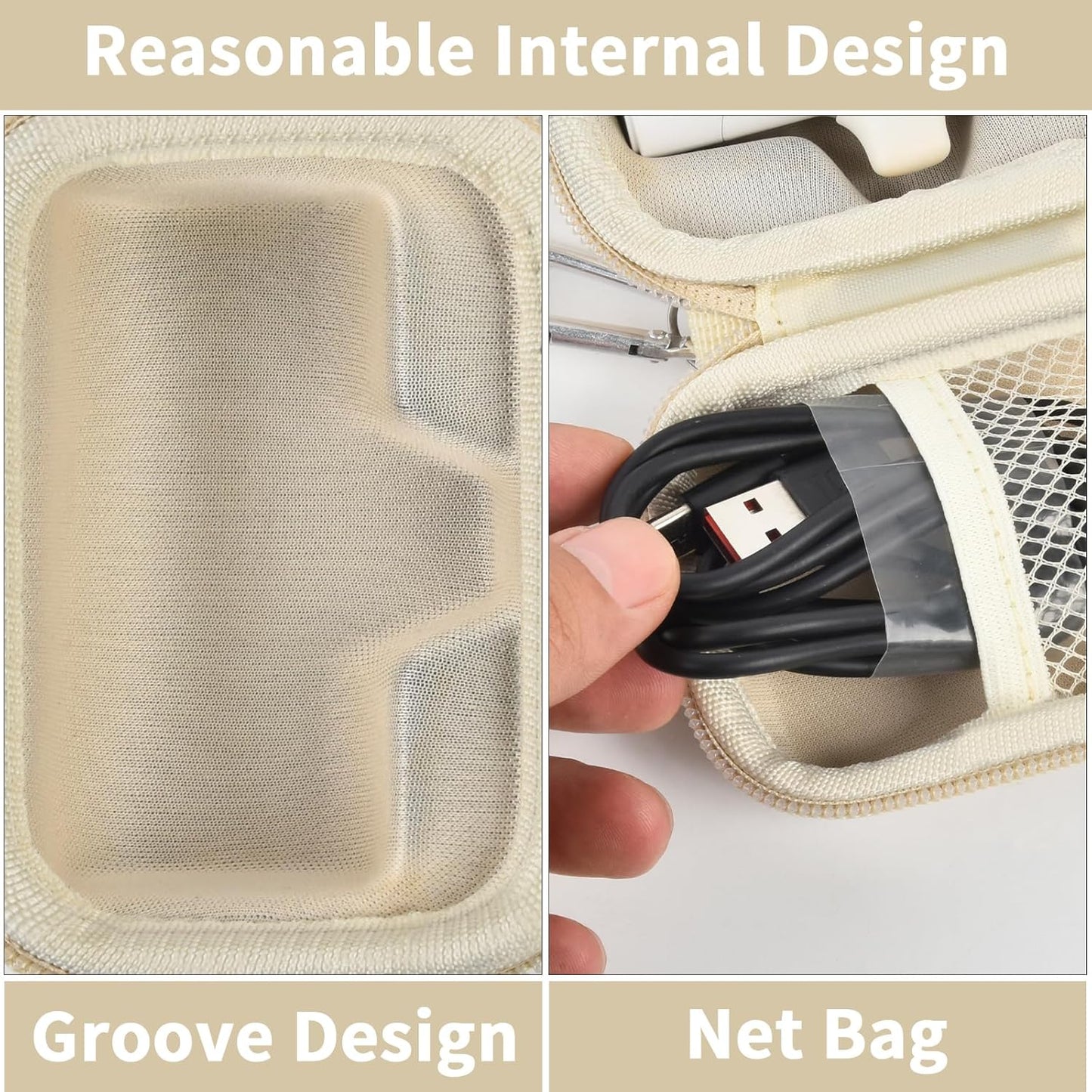 Portable Charger Power Bank Case for Swyop/for Feob/for Charmast/for JEJILL/for LanLuk/for VEGER/for iWALK/for Taegila/for Kuulaa and More Small Charging Battery Pack - Bag Only (Beige)